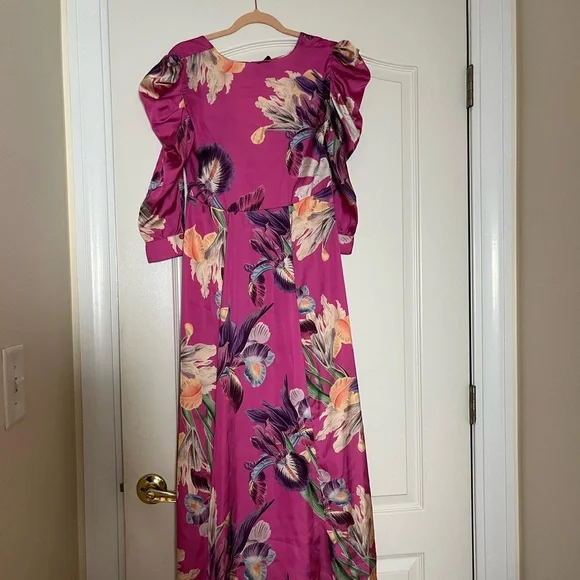 Patbo Grace Floral Puff Sleeve Midi Dress Size 0 - Picture 5 of 6